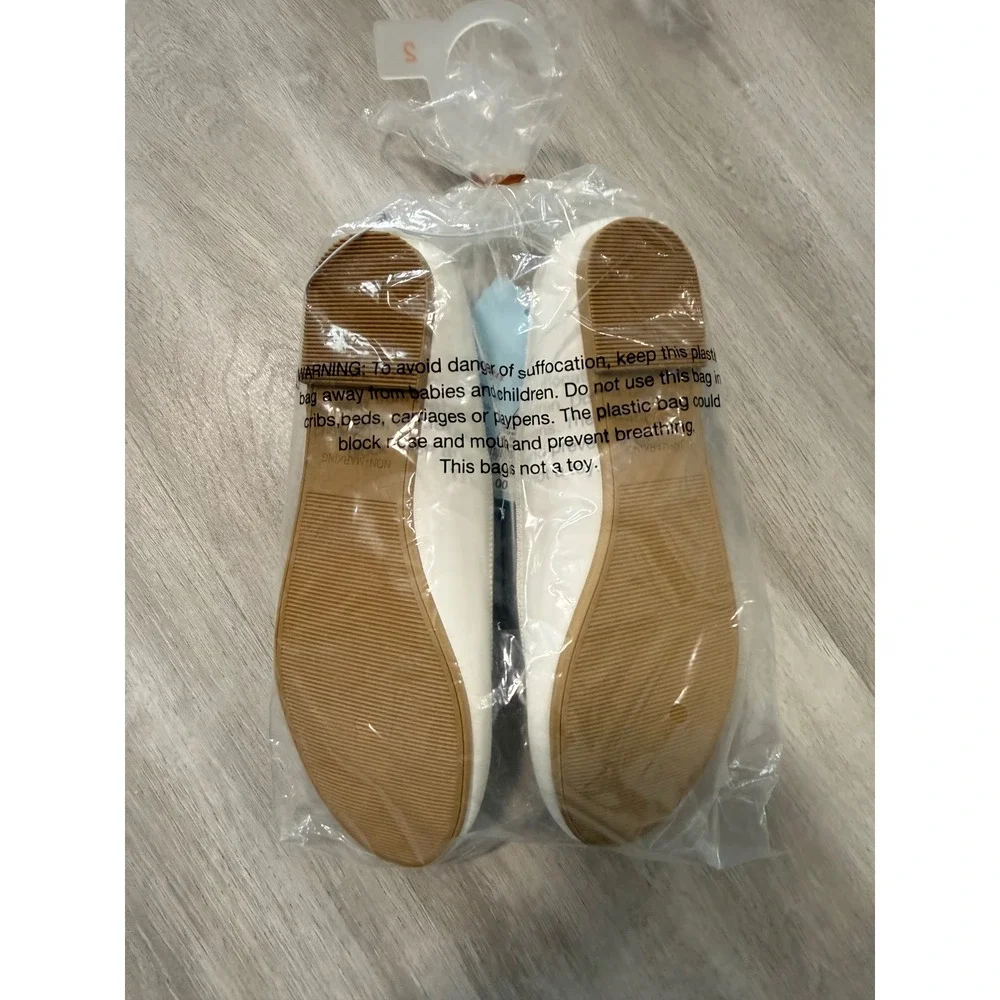 Cat & Jack Ballet Flats Kids‎ Size 2 White New Bow Detail Slip On Dress Shoes